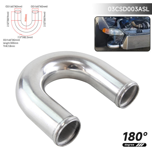 42mm 1.65 Aluminum Intercooler Intake Pipe Piping Tube hose 180 Degree Silver
