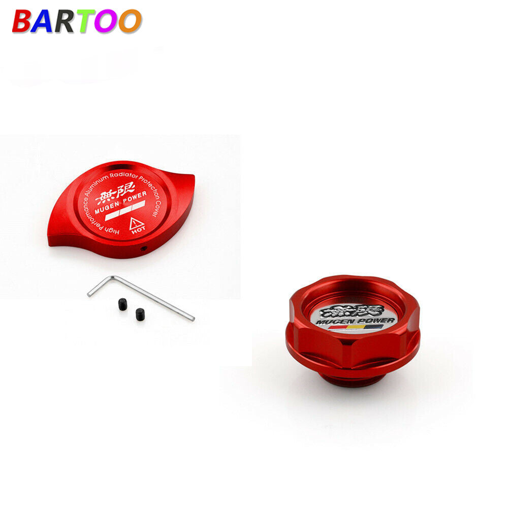 Red Power Oil Radiator Cap +Water Cap Cover Fuel Filler Tank Q