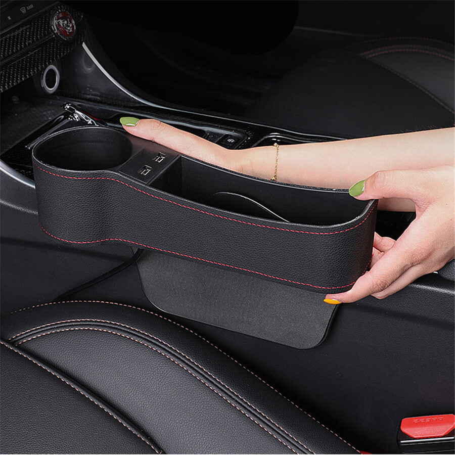 Car for Seat Gap Catch Catcher Box Caddy Slit Pocket PU Leather Storage Organizer