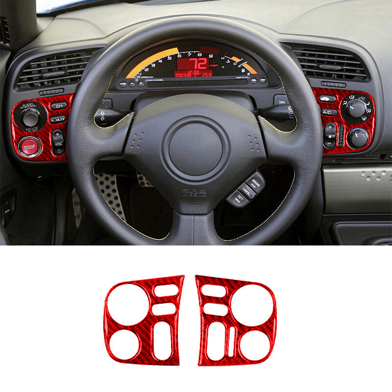 Red Carbon Fiber Interior Steering Wheel Cover Trim Fit for Honda S2000 2004-09