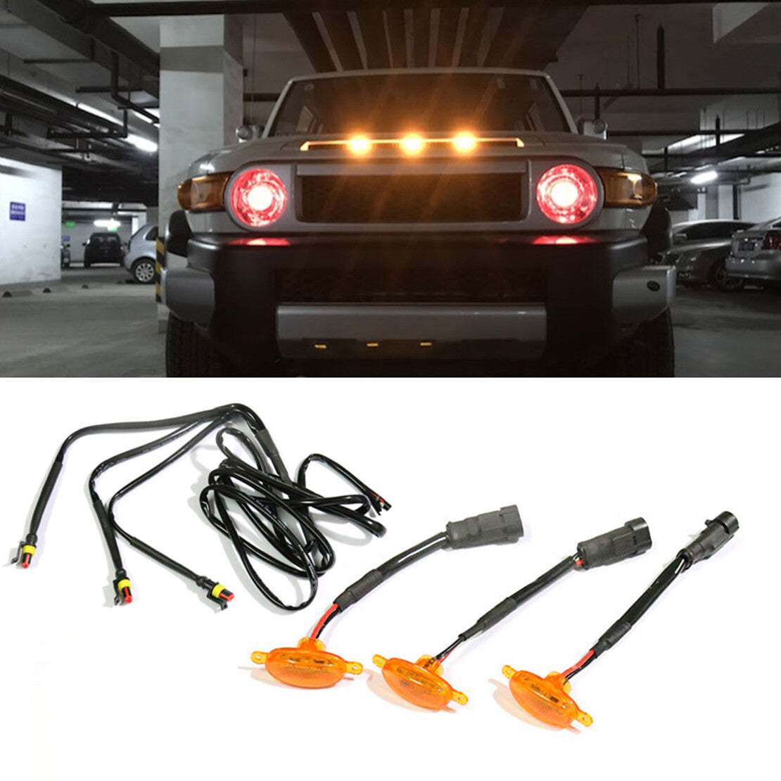 3x Yellow Lens Front Grille LED Light Fit for GMC for Canyon 2015-21 v