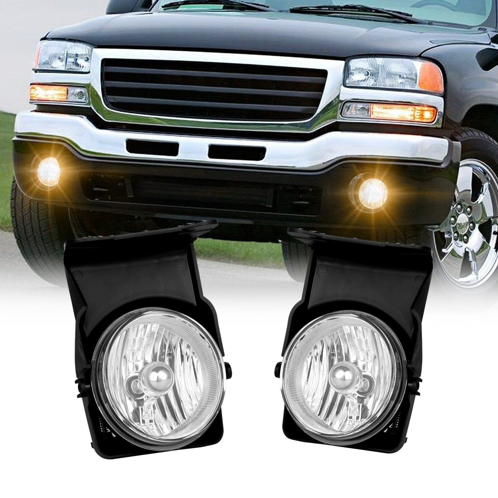 Suitable for 03-06 for GMC for SIERRA 1500/2500/3500 Clear Lens OE BUMPER DRIVING FOG Light - v