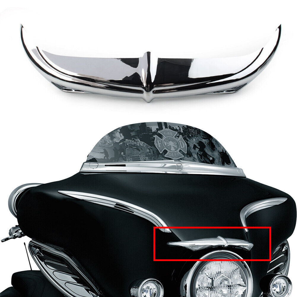 Batwing Fairing Brow Accent Chrome Fit for Harley Touring FLHX 1996-2013 97 98 99 US