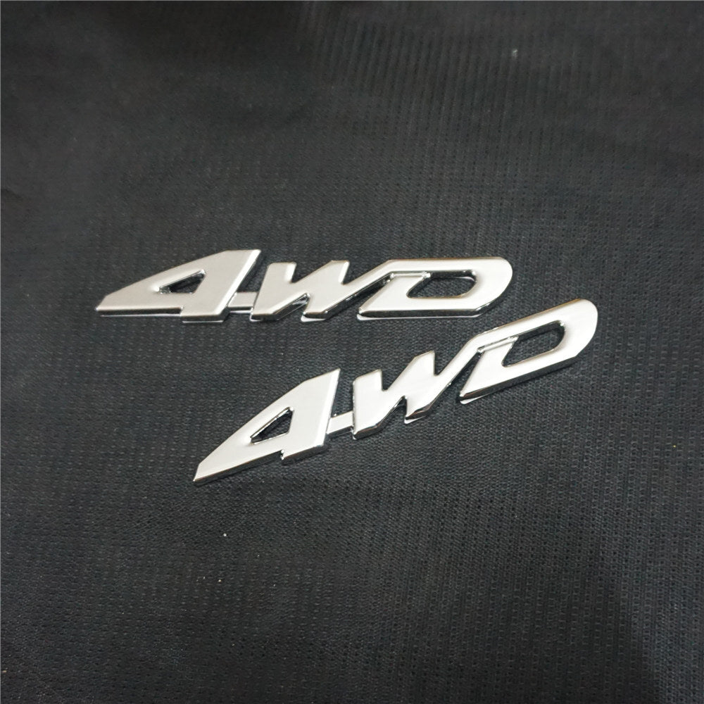 2x Silver High 4WD Chrome Metal Decal Sticker Badge Emblem Sports Trunk Tailgate
