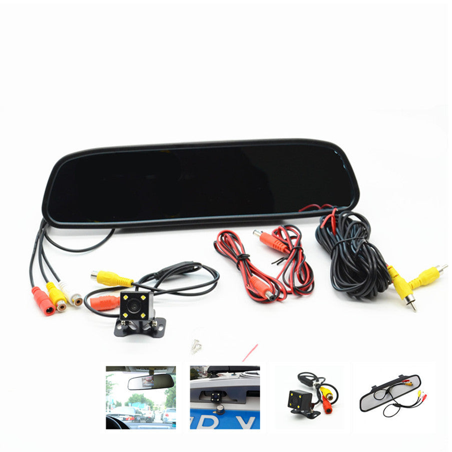 4.3LCD Car Rear View Mirror Monitor +4LED Night USE Reverse Backup Camera