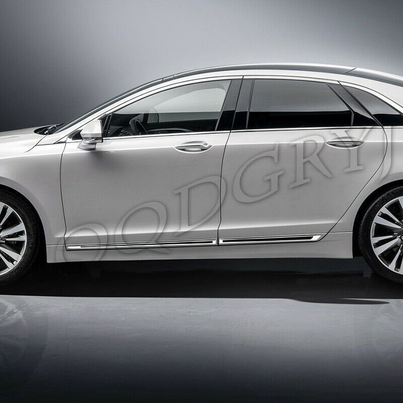 for Lincoln MKZ 2017-2020 Chrome Black Door Body Side Moulding Strips Cover Trim