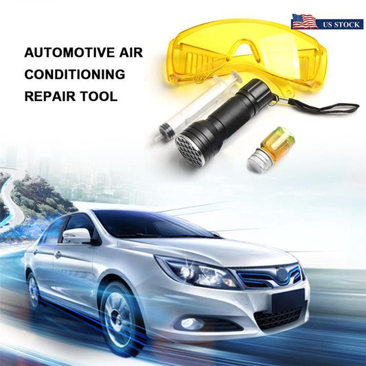 Air Conditionin AC System Leak Test Detector Kit UV Flashlight Leak Glasses Q