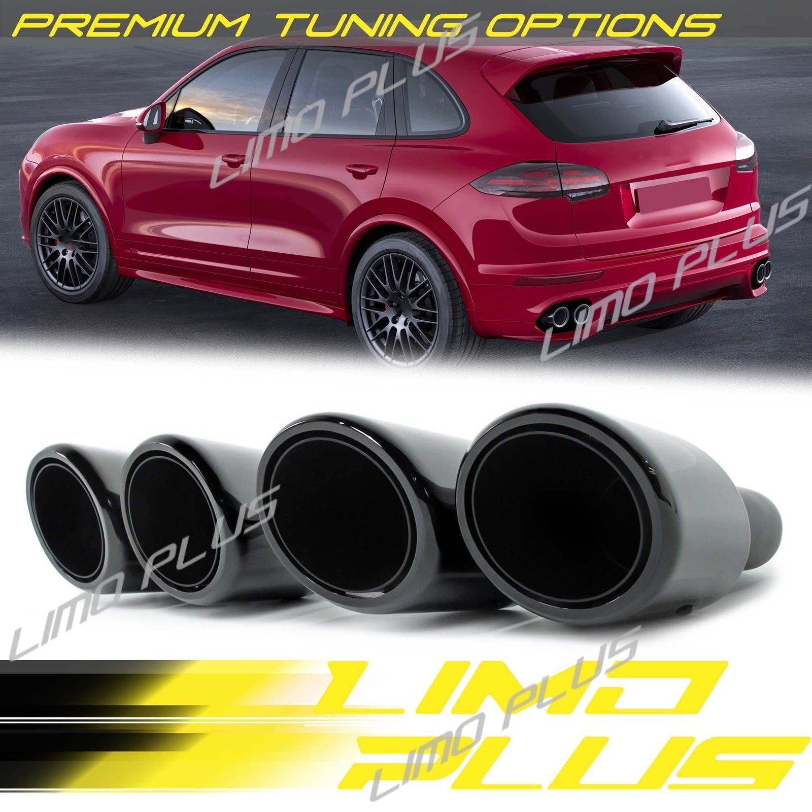 Black Exhaust Tips Muffler Tailpipe for Porsche for Cayenne 2010-2014 Long Pipe Q