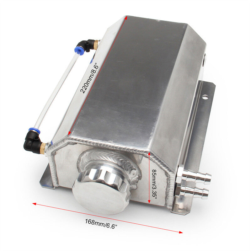 Universal 2L Coolant Radiator Overflow Tank Reservoir Expansion Silver Aluminum