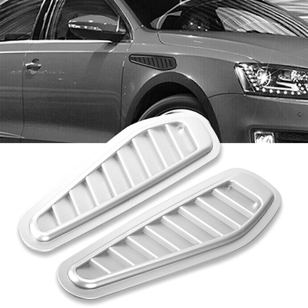 Universal Silver Decorative Air Flow Intake Decor Hood Scoop Vent Bonnet Cover Q