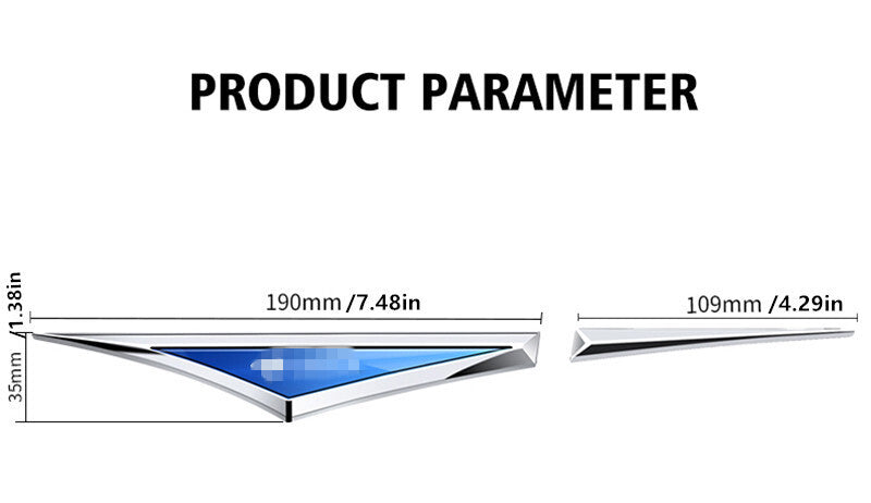 Silver/Blue Car Side Fender Vent Air Wing Cover Body Moldings Trim Accessories