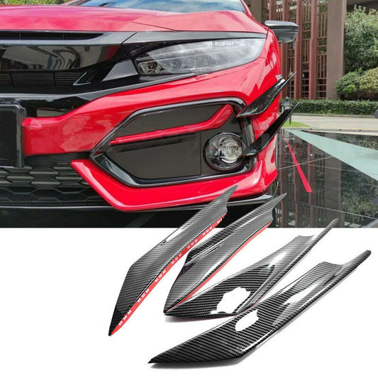 4pcs Carbon Fiber Bumper Spoiler Canard Lips Splitter Fin Diffuser Valence Chin