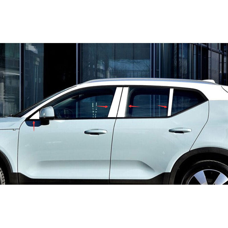 for Volvo XC40 2019-2022 Chrome Steel Window StripBC Pillar Cover Trim Kit 16x