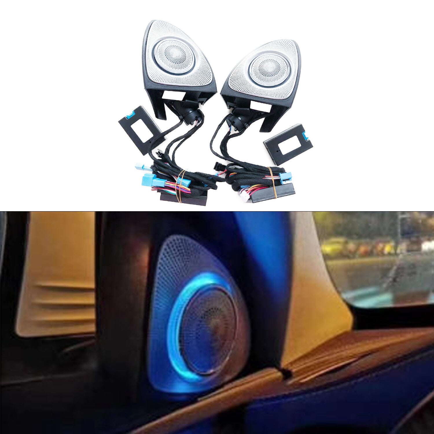 2PCS 64 Colors 3D Rotation Speaker Tweeter Kit Set for Mercedes-Benz GLC260 W253