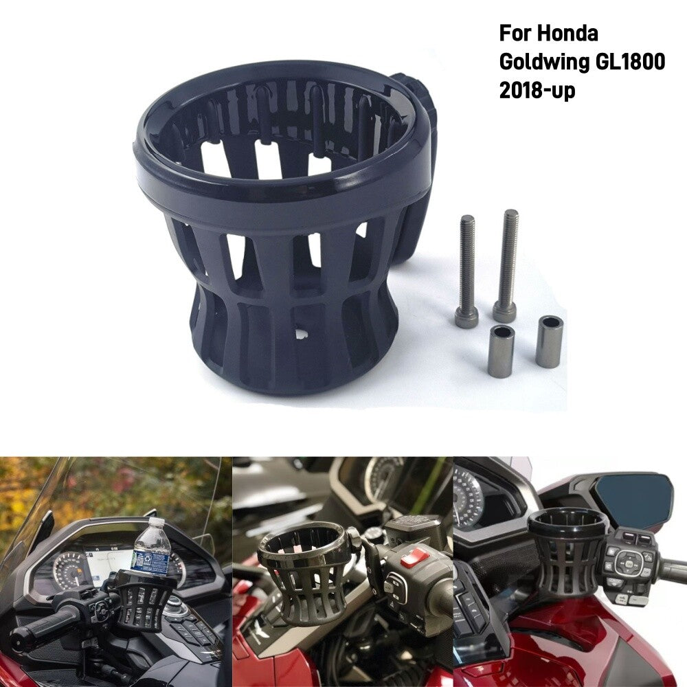 Handlebar cup holder with beverage net and basket mounting for Honda Goldwing GL1800 18-up n