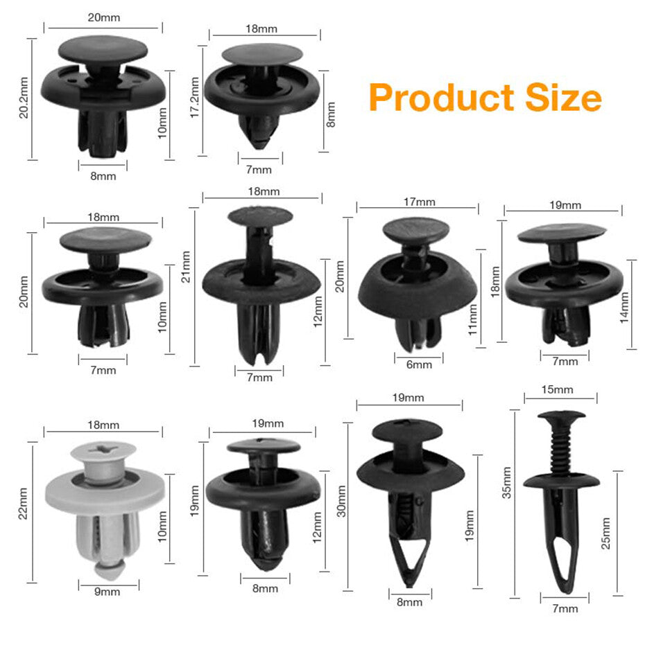 100pcs Car Door Trim Panel Push Pin Rivets Retainers Kit Plastic Clips Fasteners