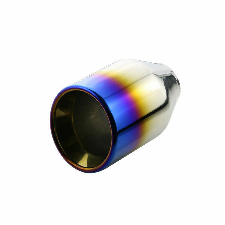 2'' Inlet 4'' Outlet Universal Double Wall Oval Car Welding Exhaust Tips Blue