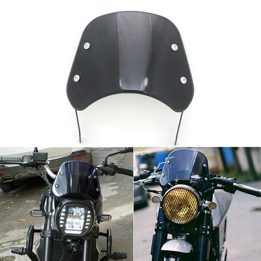 Black 5-7Round Headlight Windshield Fairing Windscreen Deflector for Honda Q