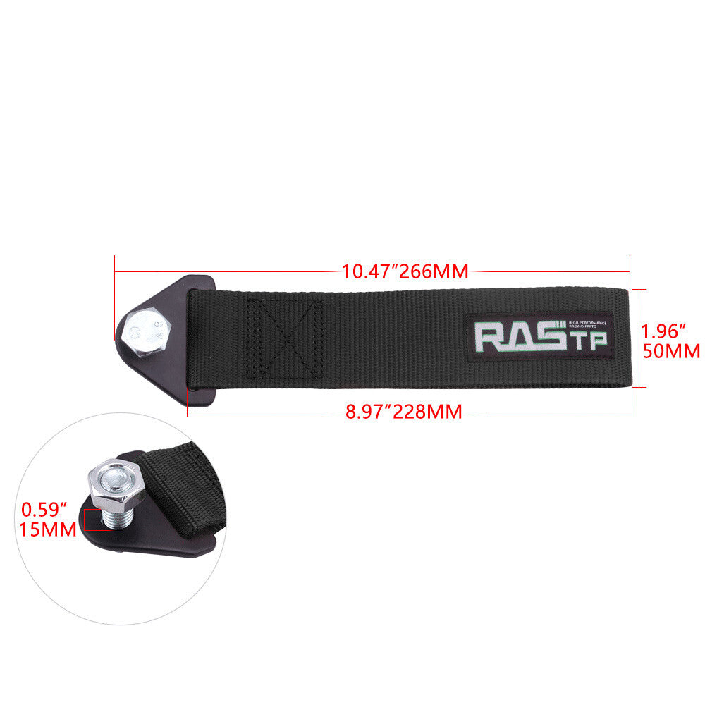 Towing Strap Rope Black High Strength Nylon Trailer Racing Drift Rally Belt Hook Q