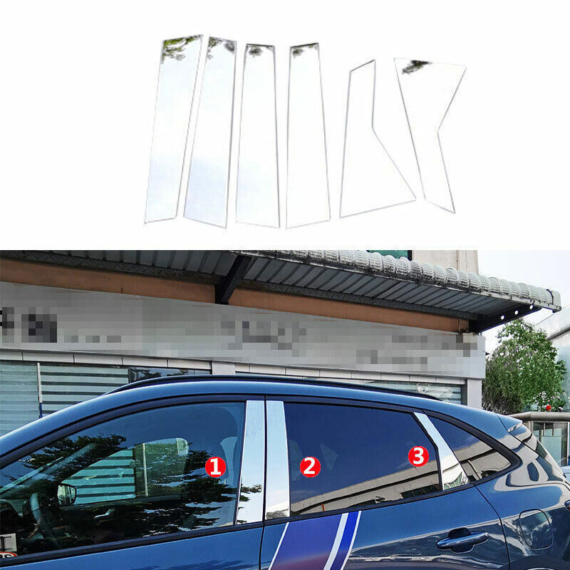 6X Window Panel Trim Cover Decor Carbon Fiber for Mustang Mach-E 2021-2022 v