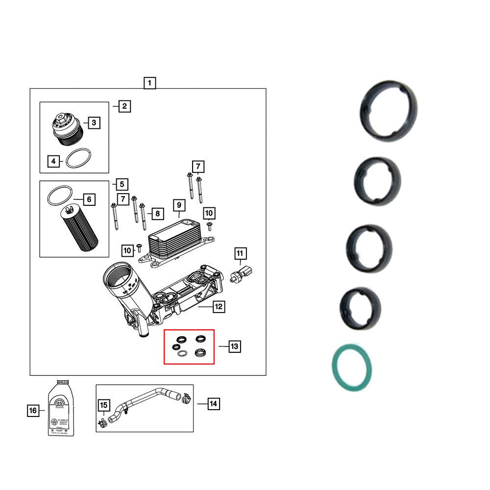 Set of 5 Upper Intake Manifold Gaskets for Chrysler for Dodge for Ram for Jeep 3.6L Engine Q