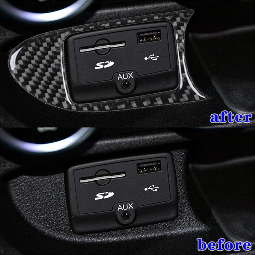 Carbon Fiber USB/AUX Input Panel Trim for Fiat 500L 2014-2017