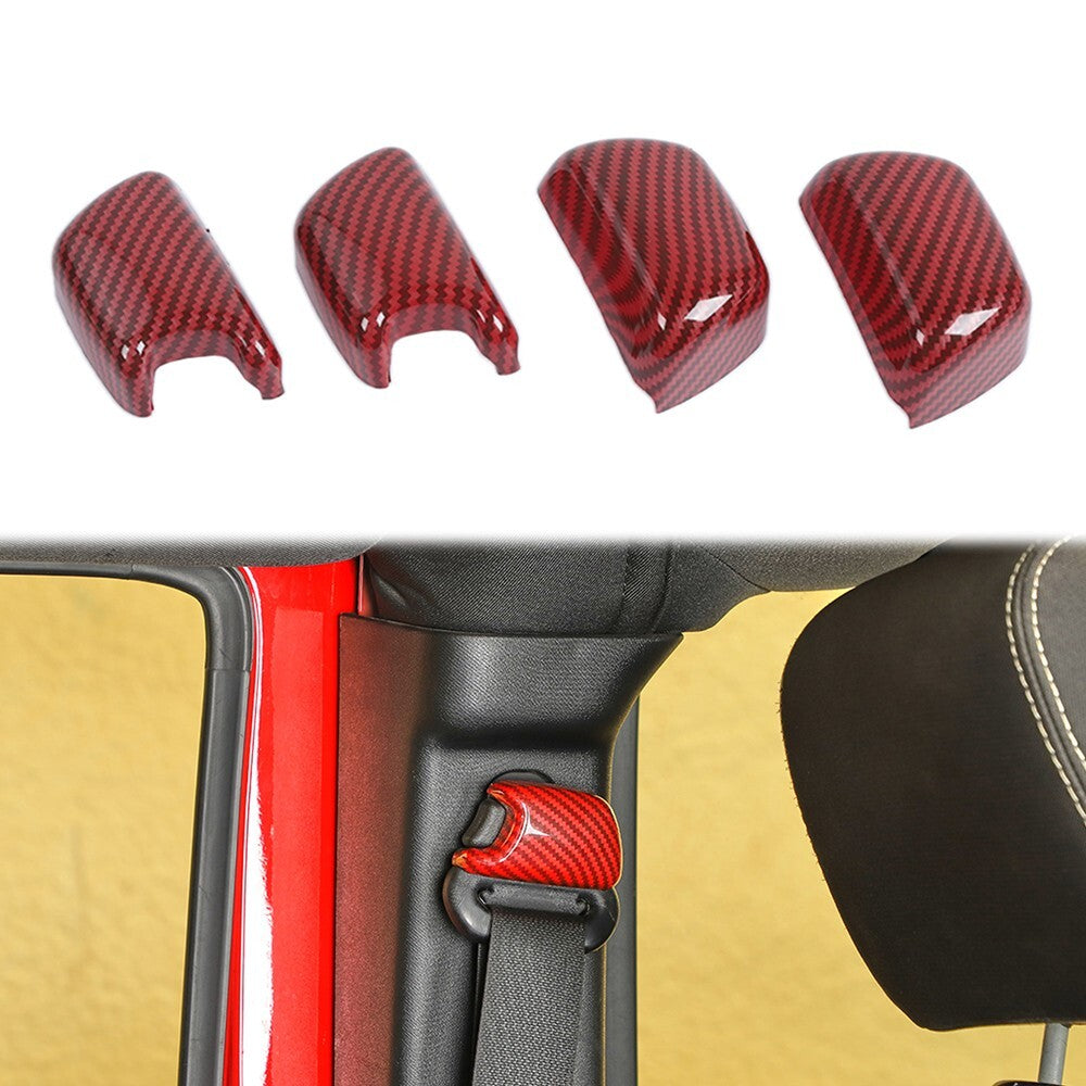 Red for Seat Safety Belt Buckle Cover Trim for Jeep for Wrangler JK 2007-17 Carbon Fiber