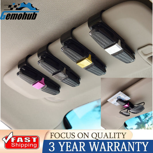 4PCS Car Sun Visor Glasses Clip Universal Carbon Fibre Sunglasses Card Holder