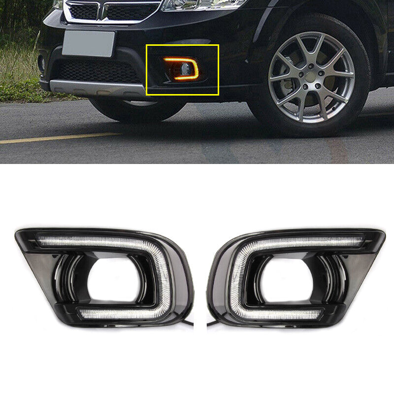 A pair of front bumper LED daytime running lights and fog lights are available for the for Dodge Journey 2015 - 17