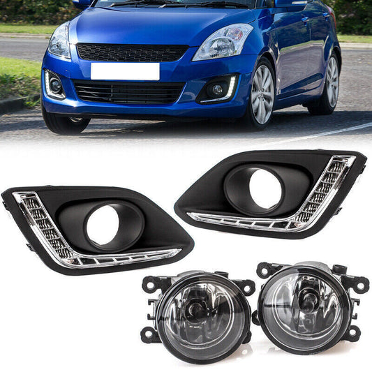LED DRL Front Driving Running Fog Lights Cover Kit for Suzuki for Swift 2014-2016