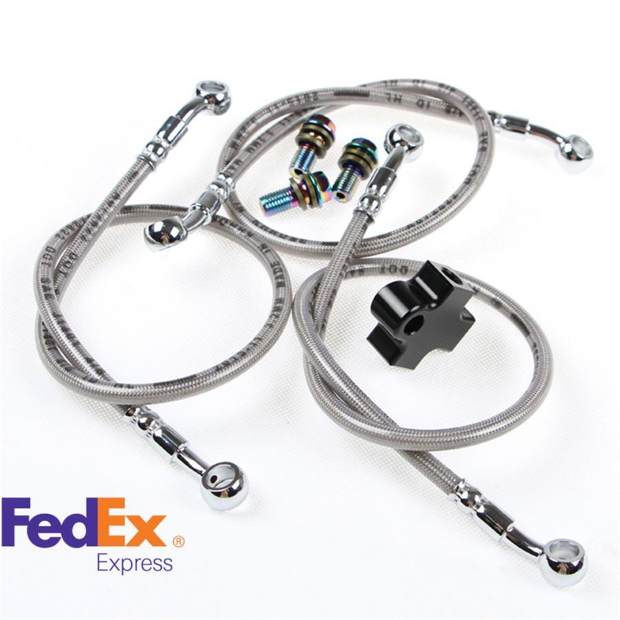 Motorcycle ATV Brake System 3 Way Adapter Hydraulic Brake Pipe Tee Connector Kit Q
