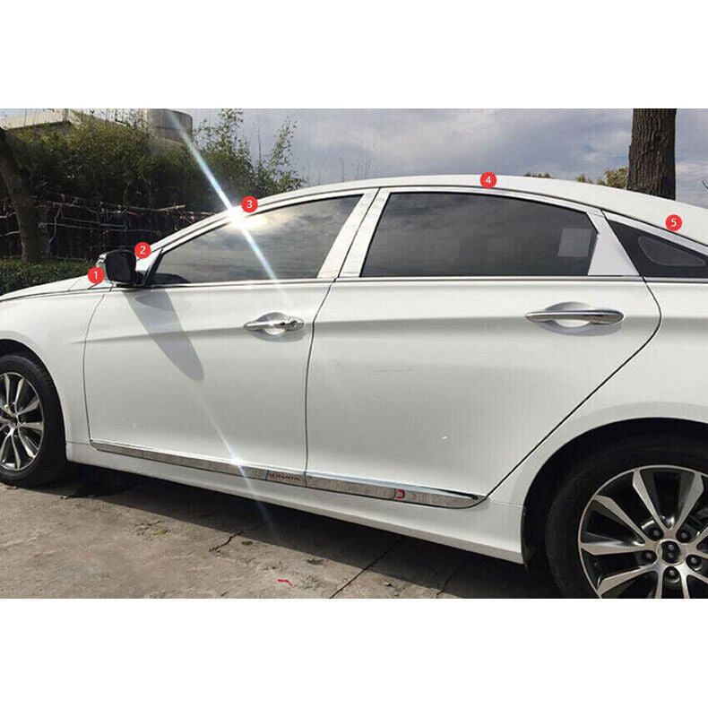 10P Chrome Steel Upper Window Sill Molding Strip Trim for Hyundai Sonata 2011-14