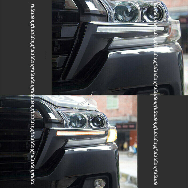 Glossy Black LED Flow Turn Signal Lamp DRL for Toyota for Land Cruiser LC200 2016-21