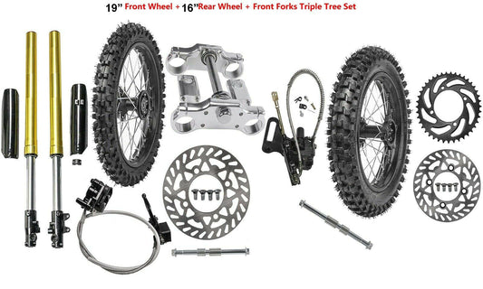 45/48 mm front fork suspension + 70/100-19/90/100-16 wheels for off-road racing (150cc/200cc).
