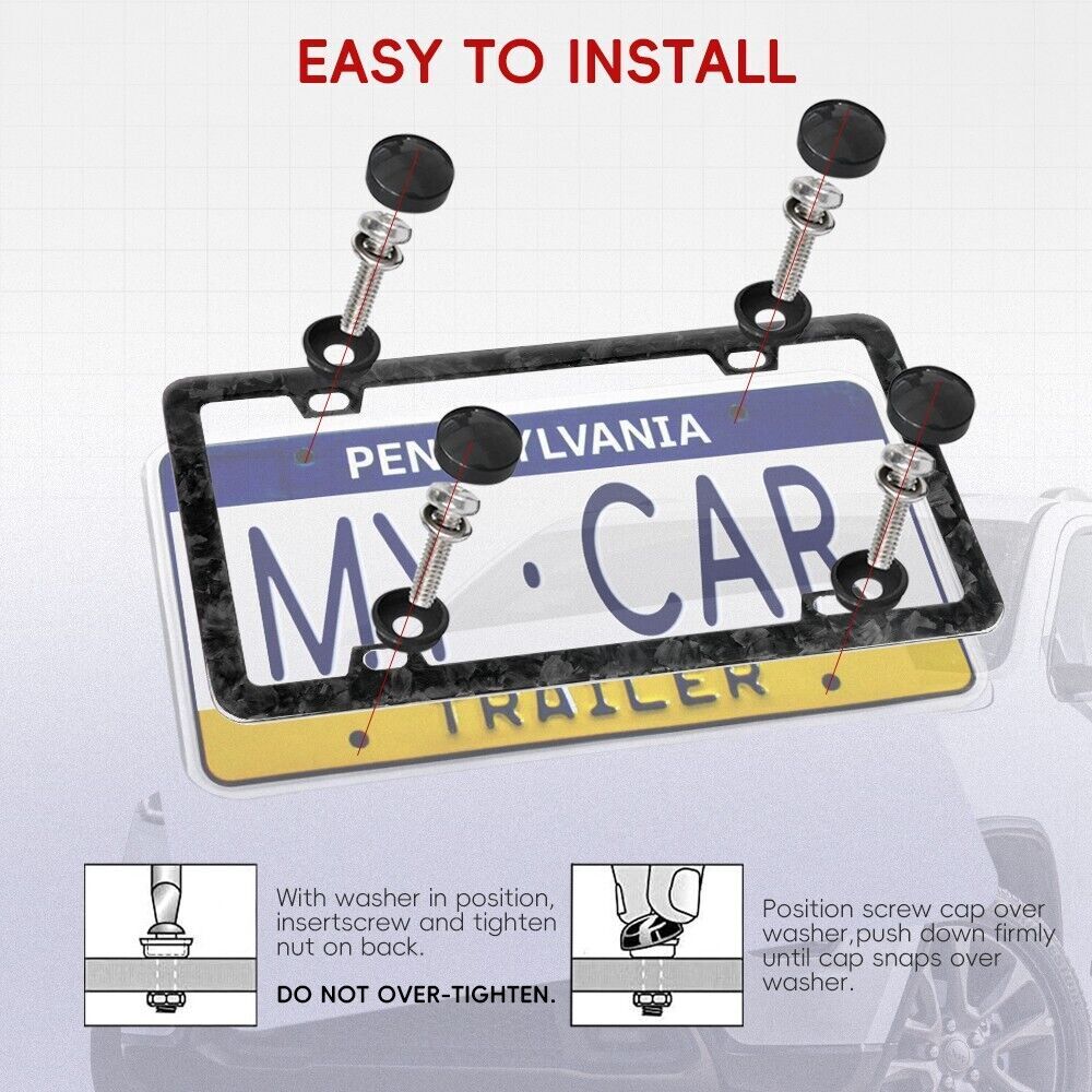 Real Forged Carbon Fiber License Plate Frame Shield Cover Car Truck Q