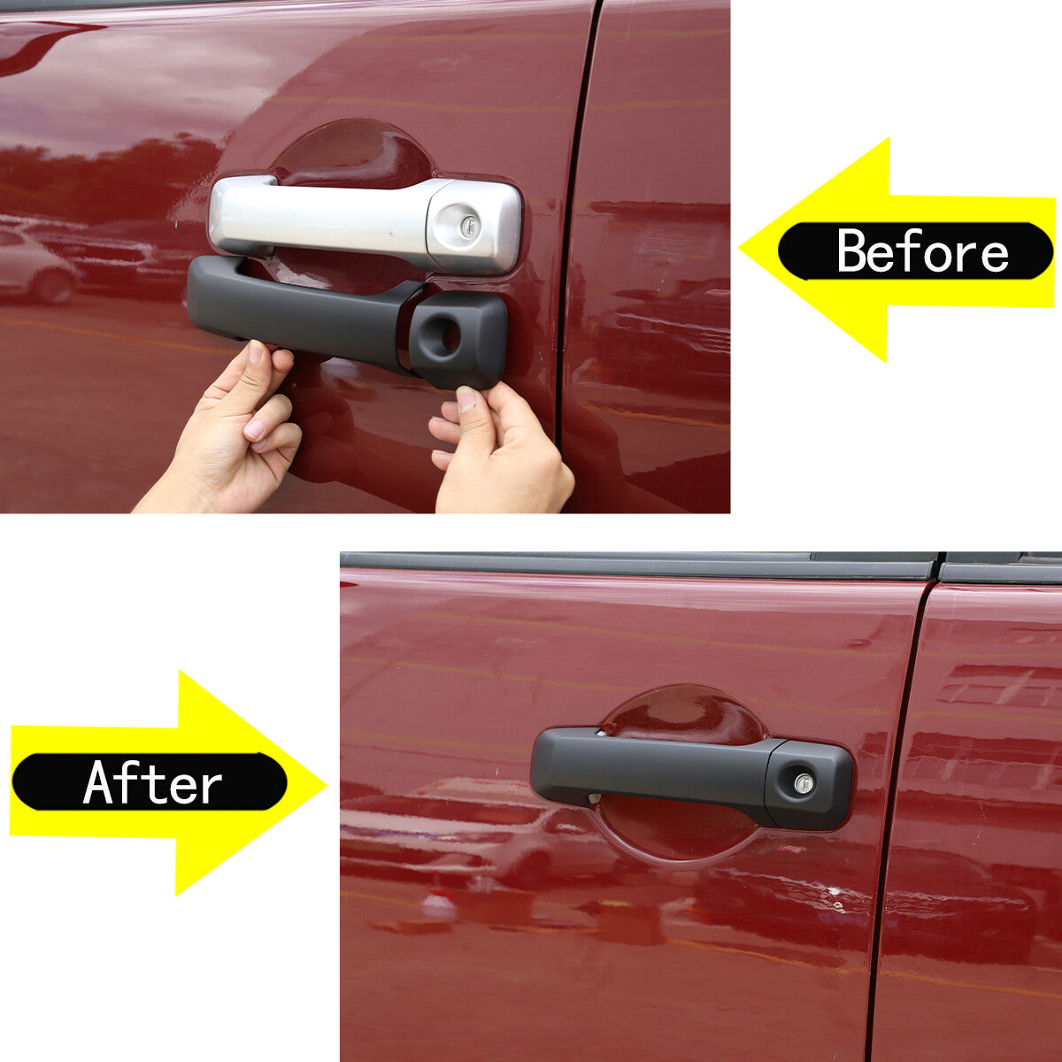 Matte black exterior door handle cover trim suitable for Toyota FJ Cruiser 2007-21
