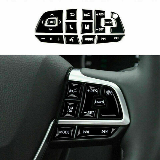 13X Black Steering Wheel Button Cover Frame Trim for Toyota Highlander 2020-2023