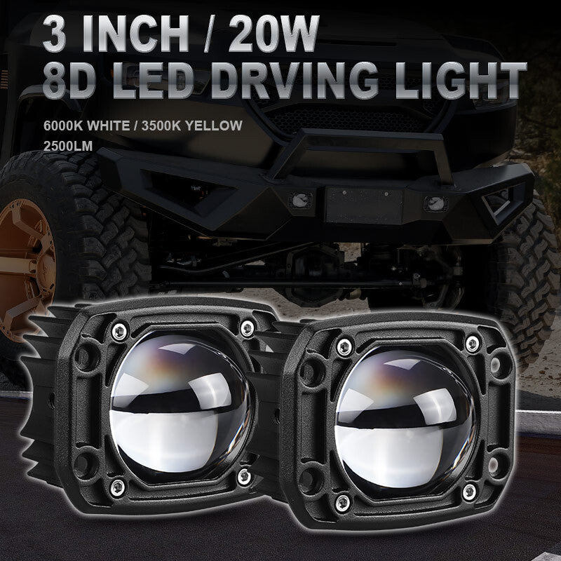 3in LED Work Off Road Light Yellow White Driving Spot Fog Lamp For Car Truck for SUV Q