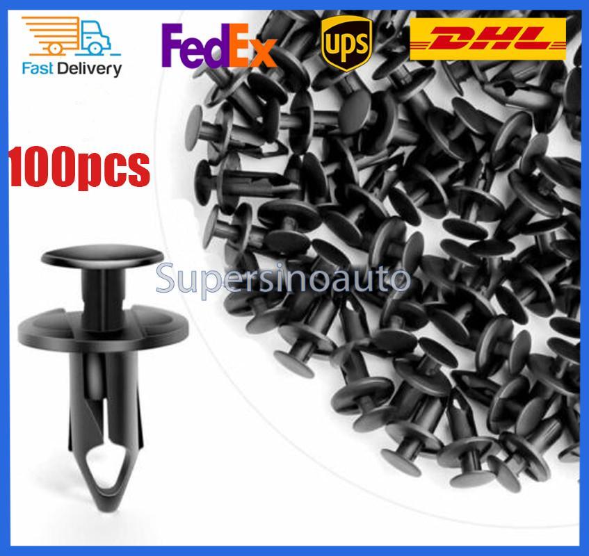 100PCS Car Bumper Clips Fender Push in Fastener Rivets Retainer 8mm Hole Plastic