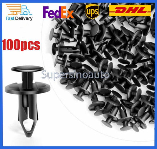 100PCS Car Bumper Clips Fender Push in Fastener Rivets Retainer 8mm Hole Plastic