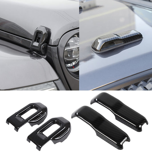4-PACK Hood Hinge Latch Lock Catch Cover Trim for Jeep for Wrangler JL JT 2018-2023