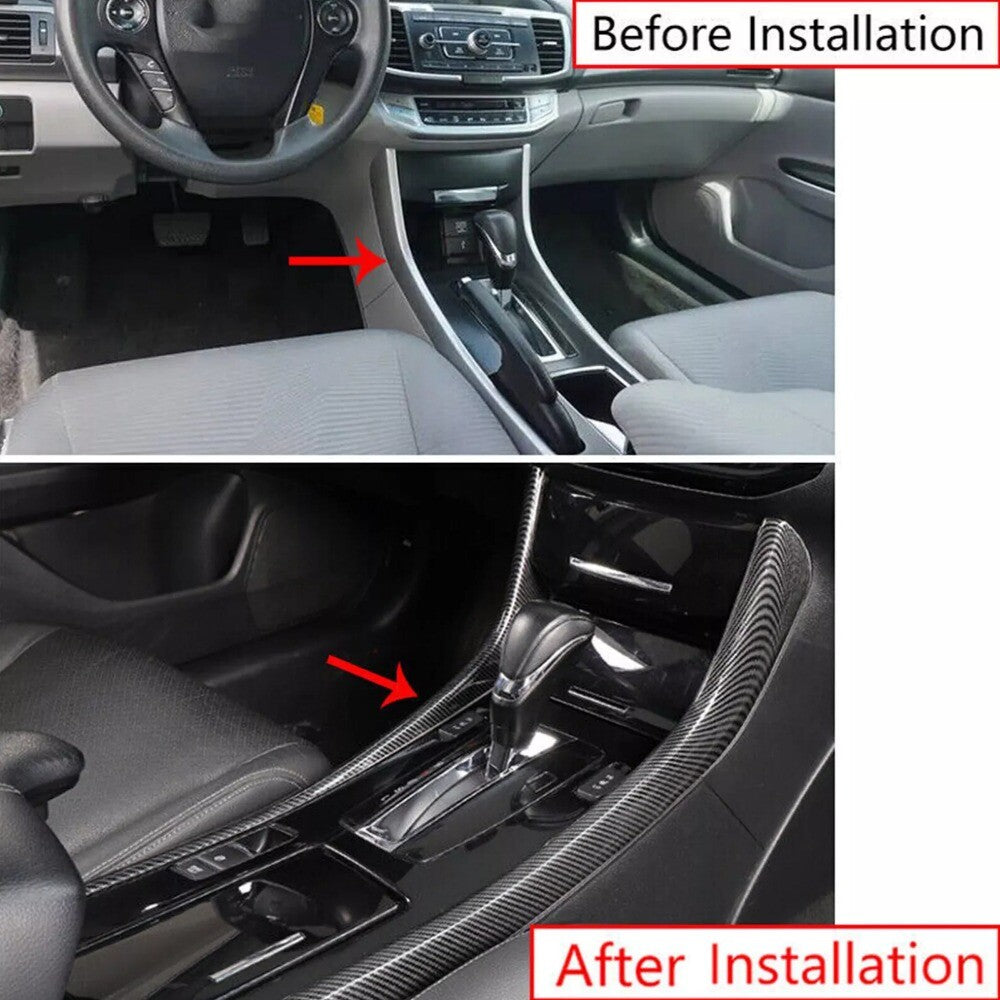 2Pcs Carbon Fiber Center Gear Shift Side Strip Trim for Honda Accord 2013-17 New n