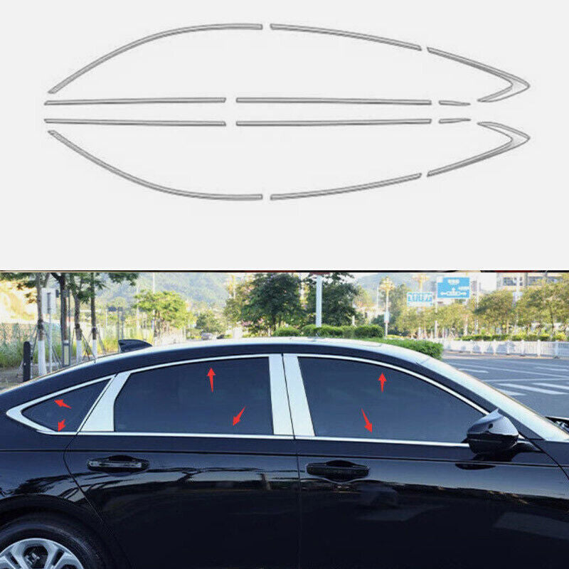 for Honda Accord 11th 2024 Steel Chrome Window Sill Molding Strip Trim 12PCS B n