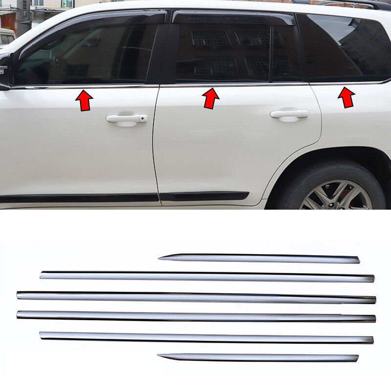 for Toyota for Land Cruiser 2008-21 Silver Steel Window Molding Lower Trim Strip 6x