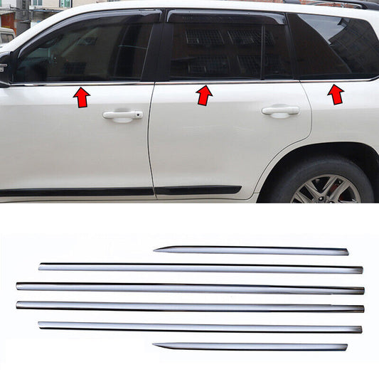 for Toyota for Land Cruiser 2008-21 Silver Steel Window Molding Lower Trim Strip 6x