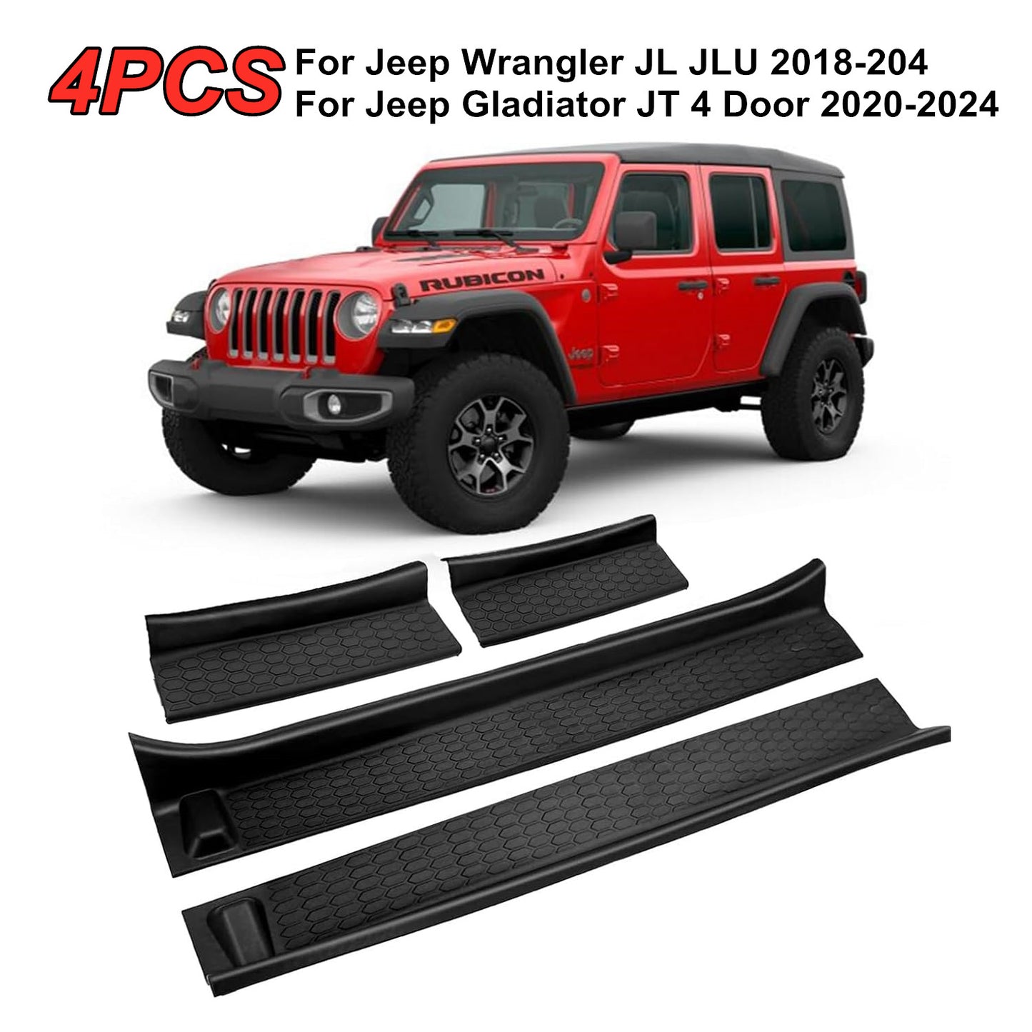 4. Suitable for 2018-2024 for Jeep for Wrangler JLU Rubber Full Coverage Door and Window Entrance Panels - n