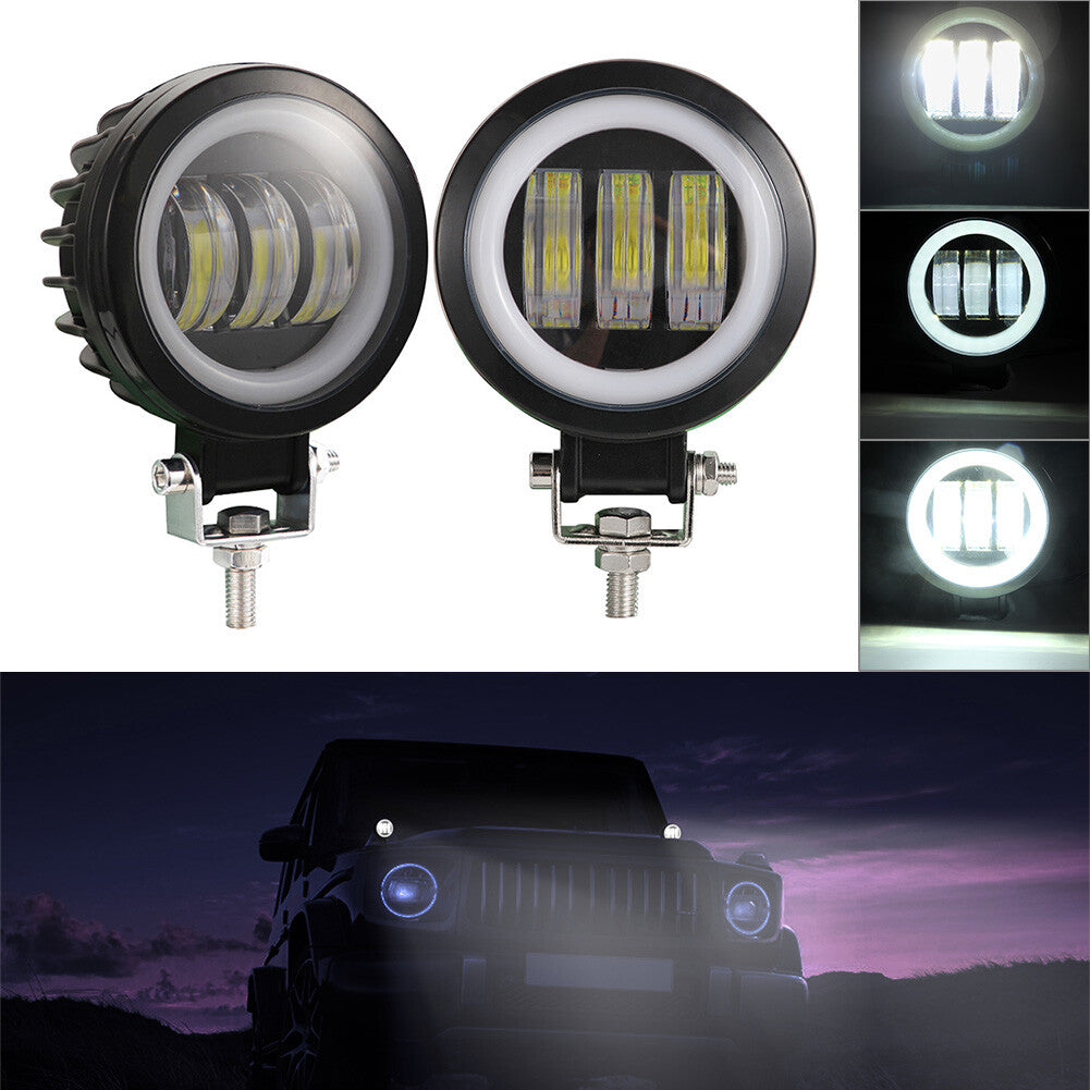 4inch LED Work Light Bar Round 12V 24V Portable Spotlights Motorcycle Off 2pcs Q