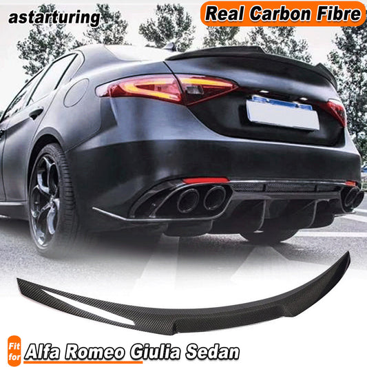 Rear Trunk Spoiler Wing REAL CARBON Fit for Alfa Romeo Giulia Sedan 2017-2020