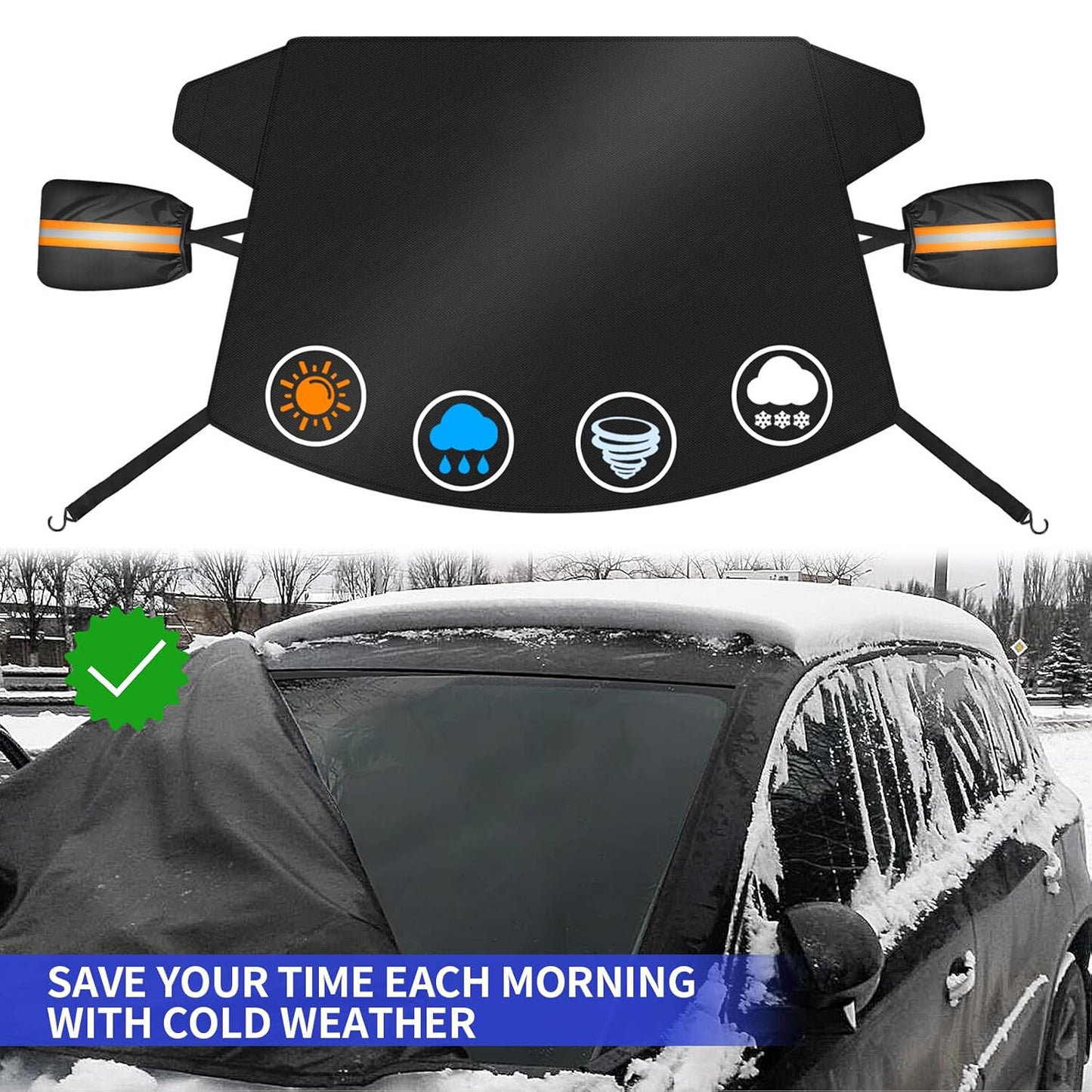 for Dodge windshield snow cover with anti-frost protection and side mirror covers - n