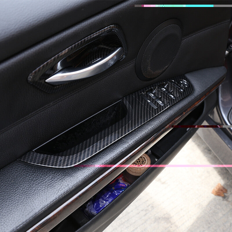 Carbon fiber style car door and window switch cover suitable for 3 E90- n